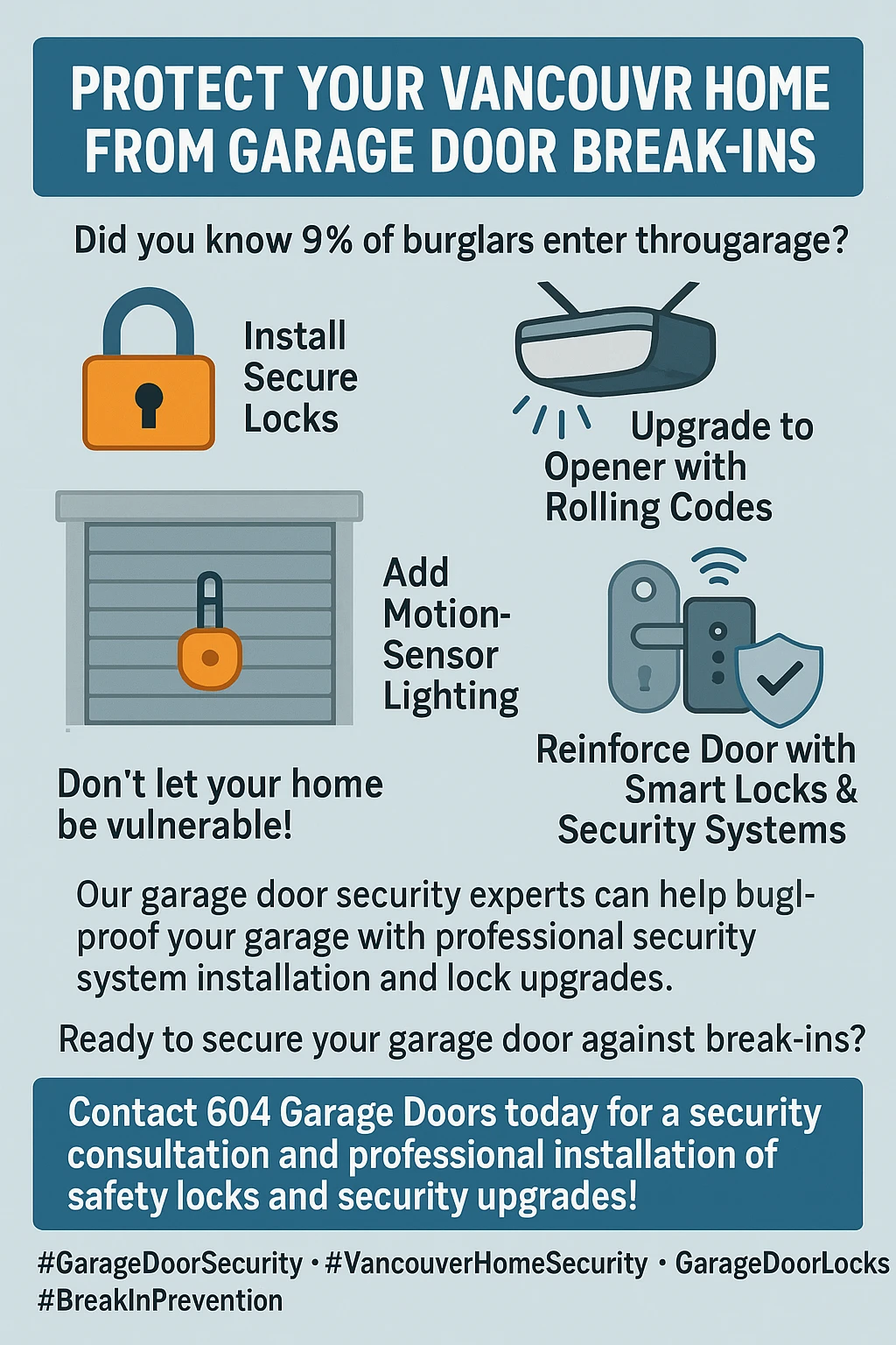 Infographic summarizing key takeaways for garage door security in Vancouver.