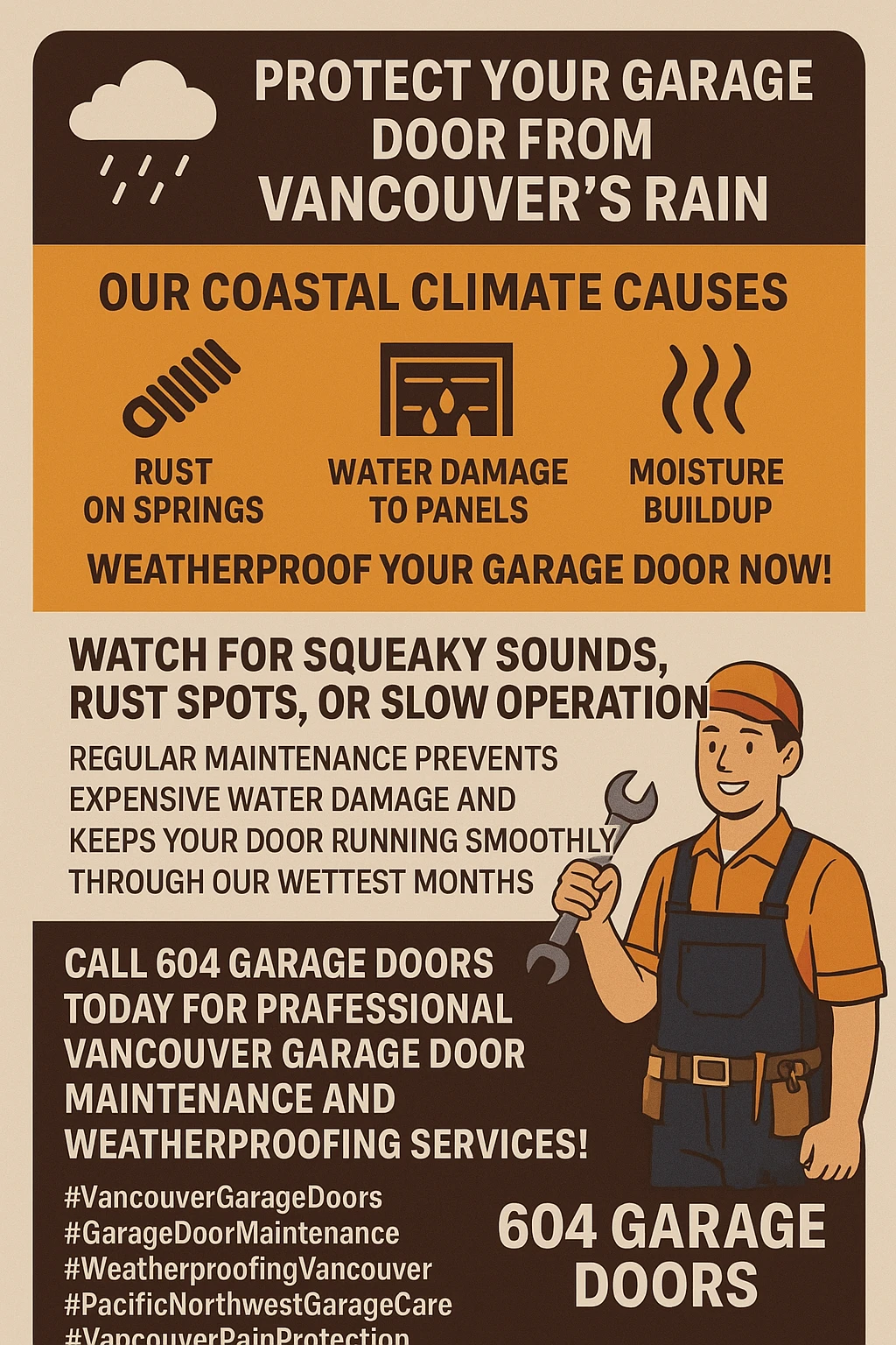 Infographic detailing key takeaways for Vancouver garage door weather damage