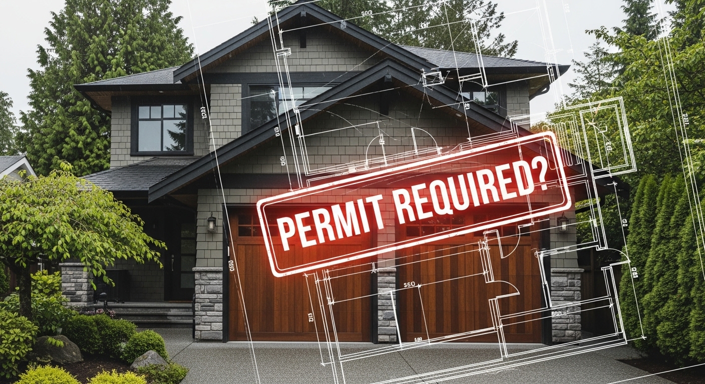 A house in Vancouver with a garage door, illustrating permit requirements.